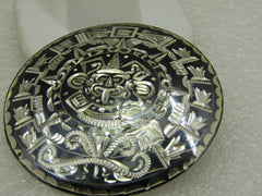 Vintage Sterling Mexican Aztec Sun Brooch/Pendant, 2"