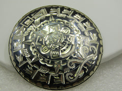 Vintage Sterling Mexican Aztec Sun Brooch/Pendant, 2"