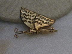 Vintage Butterfly Trembler/Hinged  Brooch, Hinged, Gold Tone, 1960's, 1.5" by 2"