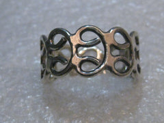 Sterling Silver Wide Scrolled Ring, Size 10.5, 4.53 grams, 1/2" wide, Post mid-century