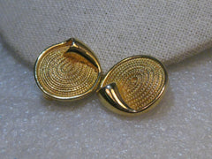 Vintage BSK Woven Clip Earrings, Gold Tone, , 7/8", curled accent, 1960's