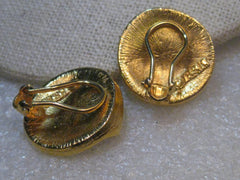 Vintage BSK Woven Clip Earrings, Gold Tone, , 7/8", curled accent, 1960's