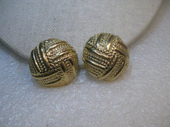 Vintage Trifari Domed Pierced Earrings, Woven Design, 1", 1980's