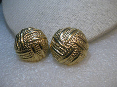 Vintage Trifari Domed Pierced Earrings, Woven Design, 1", 1980's