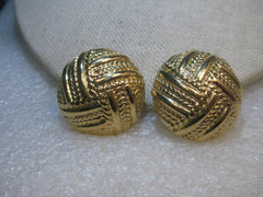 Vintage Trifari Domed Pierced Earrings, Woven Design, 1", 1980's