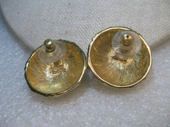 Vintage Trifari Domed Pierced Earrings, Woven Design, 1", 1980's