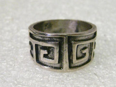 Sterling Silver Southwestern Wide Band Ring, size 8, signed Cellini, 6.33 (Greek Key like accents)
