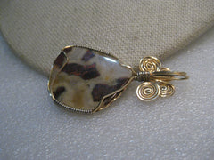 10kt G.F. Wrapped Agate Pendant, 2" Long, Tans/Browns