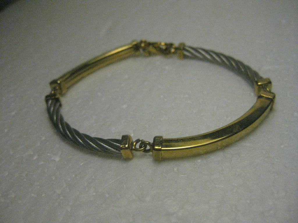 Vintage Two-Tone Cable & Curve Link Bracelet, 7"