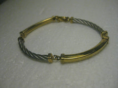 Vintage Two-Tone Cable & Curve Link Bracelet, 7"