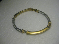 Vintage Two-Tone Cable & Curve Link Bracelet, 7"