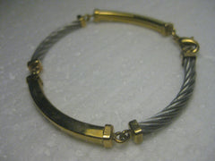 Vintage Two-Tone Cable & Curve Link Bracelet, 7"