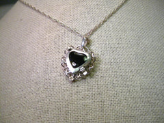 Vintage Avon Sterling Silver Filigree Heart and Black Stone 20" Necklace