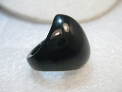 Vintage Black Plastic Domed Ring, Modern/Abstract, 1970's-1980's, size 7.5