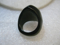 Vintage Black Plastic Domed Ring, Modern/Abstract, 1970's-1980's, size 7.5