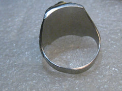 Vintage Men's Double Intaglio Ring, Black/White, Roman Soldiers, Phoenix accent, sz. 11.5, Stainless Steel