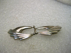 Vintage Sterling Silver Pierced Earrings Art Deco/Geometric/Southwestern Design, Hinged Post,  1.25"