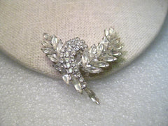 Vintage Silver Tone Hobe Signed Rhinestone, Paste Brooch - Rare Design