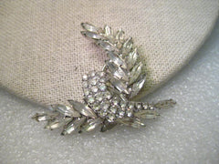 Vintage Silver Tone Hobe Signed Rhinestone, Paste Brooch - Rare Design