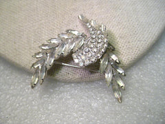 Vintage Silver Tone Hobe Signed Rhinestone, Paste Brooch - Rare Design