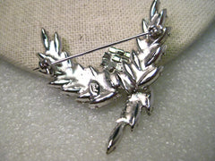 Vintage Silver Tone Hobe Signed Rhinestone, Paste Brooch - Rare Design