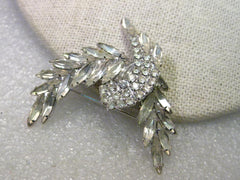 Vintage Silver Tone Hobe Signed Rhinestone, Paste Brooch - Rare Design