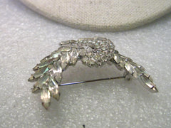 Vintage Silver Tone Hobe Signed Rhinestone, Paste Brooch - Rare Design