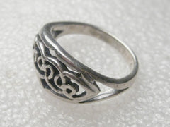 Vintage Sterling SIlver Celtic Style Cut-Out Ring, sz. 7.5, 3.80 gr.