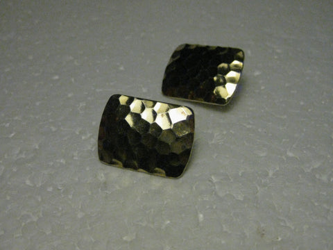 Vintage 1970's/80's Goldtone Hammered Clip Earrings, 1"