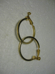 1960's Goldtone Hoop Earrings, Squared/Rounded Tube Style,1.25"  Clip-On Earrings with Screw Adjustment.