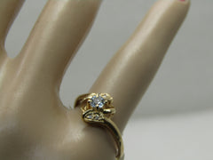10kt Aquamarine & Diamond Ring, Art Deco Themed, Size 6.5