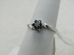 10kt Sapphire Diamond Blossom Ring, Sz. 6, 1.34 gr.