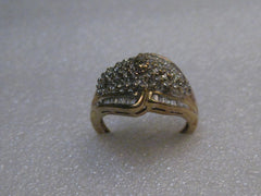 Vintage 10kt Gold Diamond Cluster Ring, w/baguettes, 60+ diamonds, size 6.75, 5.30gr