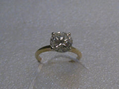 14kt Solid Gold Cubic Zirconia Engagement Ring, size 5, 1.71ctw, 1980's