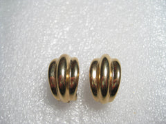 Vintage Goldtone Ridged Clip Half Hoop Earrings