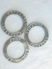 Vintage Courage, Hope, Strength Circle Pendants (Slides)7.59 gr.