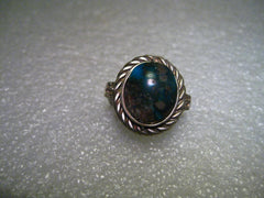 Vintage Sterling Silver Rustic Turquoise Southwest to  Bedouin/Bali/Ethnic Ring, size 5.5, Oval