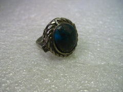 Vintage Sterling Silver Rustic Turquoise Southwest to  Bedouin/Bali/Ethnic Ring, size 5.5, Oval