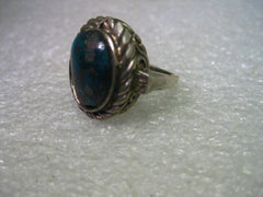 Vintage Sterling Silver Rustic Turquoise Southwest to  Bedouin/Bali/Ethnic Ring, size 5.5, Oval