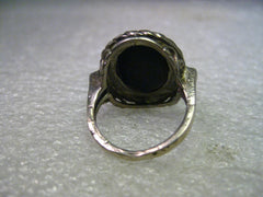 Vintage Sterling Silver Rustic Turquoise Southwest to  Bedouin/Bali/Ethnic Ring, size 5.5, Oval