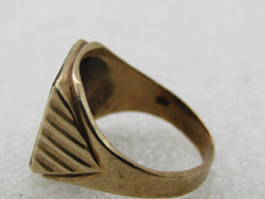 Vintage 10kt Men's Onyx Monogrammed Ring, AF, Sz. 10.5, 1950's-1960's