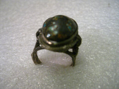 Vintage Sterling Silver Rustic Turquoise in Brown Polished Rock Bedouin/Bali/Ethnic Ring, size 8, Oval
