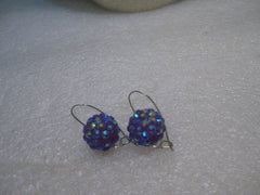 Raspberry Aurora Borealis Pierced Earrings, Beaded on Long Wire, 1.5" Long