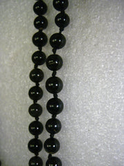 Vintage 40" Black Quartz or Jet Beaded Necklace, 7mm, Knotted Between Beads